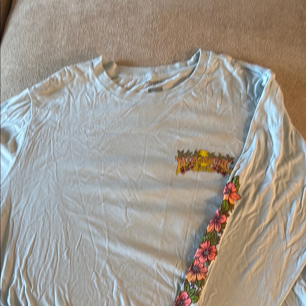 Billabong Light Blue Long Sleeve Tee with Floral Design